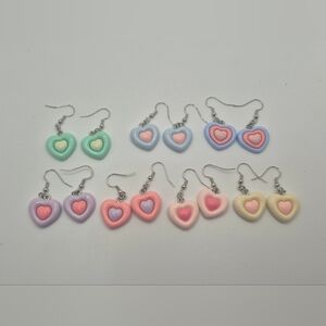 Pastel Heart Earrings Set (7 Pack)